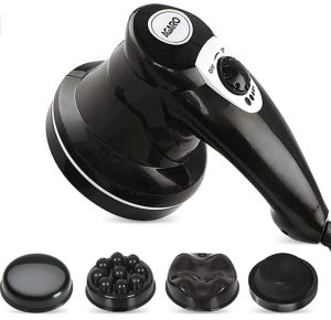 AGARO Atom Electric Handheld Full Body Massager with 3 Massage Heads & Variable Speed Settings for Pain Relief and Relaxation, Back, Leg & Foot, Black