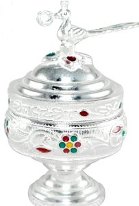 KMJ Pure Silver(chandi) sindoor-dani/Box for Womens, kumkum Box, multipurpose use box and Gifting Purpose (wt. 26-27 grams)