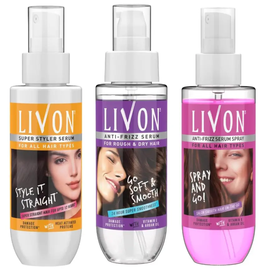 Livon Super Styler Serum 100 ml & Livon Hair Serum 100 ml & Livon Hair Serum Spray 50 ml